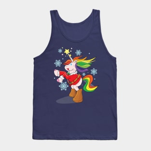 Rainbow unicorn in Santa outfit Tank Top